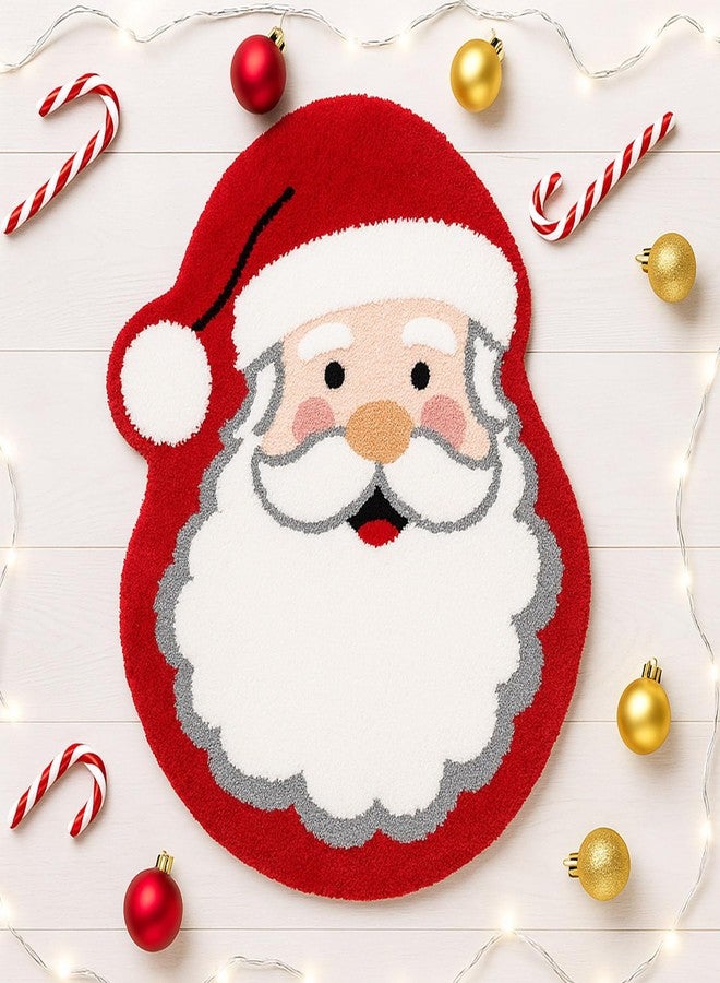 Feblilac Santa Claus Bath Rug Christmas Non-Slip Bath Mat Washable Microfiber Bathroom Mats for Indoor Living Room Fast Dry Rugs - Image 1